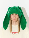 LOVERBOY BY CHARLES JEFFREY MOHAIR CHUNKY RABBIT BEANIE in GREEN