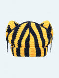LOVERBOY BY CHARLES JEFFREY CHUNKY EARS BEANIE YELLOW + NAVY STRIPE