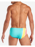 TEAMM8 Grid Square Cut Swim Brief - Bondi Stripes