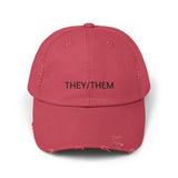THEY/THEM Distressed Cap in 6 colors