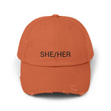SHE/HER Distressed Cap in 6 colors