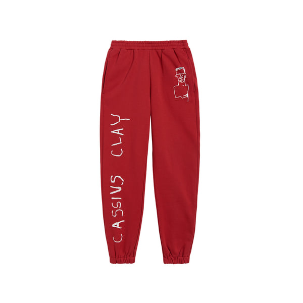 Jean-Michel Basquiat Cassius Clay Sweatpants in Pompeian Red