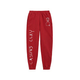 Jean-Michel Basquiat Cassius Clay Sweatpants in Pompeian Red