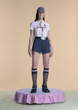 MARTINE ROSE LACE UP FOOTBALL TOP in GREY
