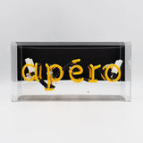 'apéro' Acrylic Box Yellow Neon Light