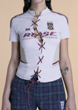 MARTINE ROSE LACE UP FOOTBALL TOP in GREY