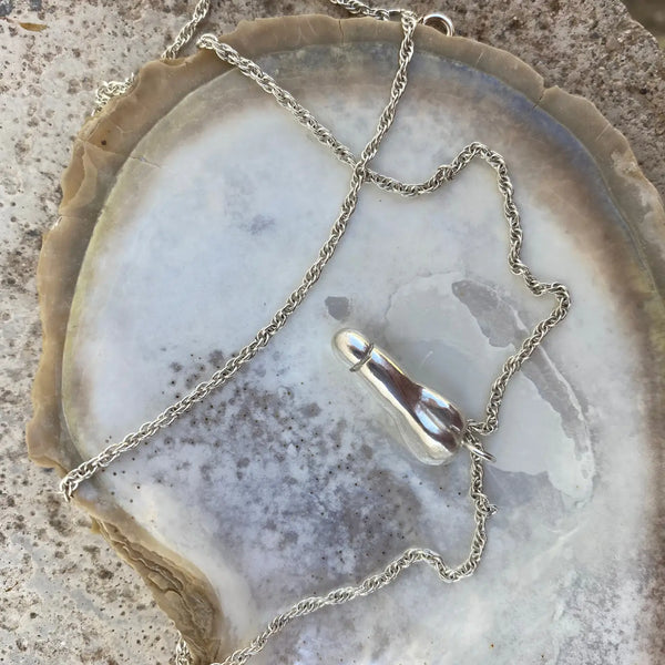 Silver Penis Charm Necklace by Gilty Boy