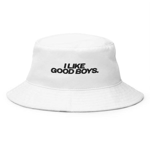 I Like Good Boys Bucket Hat by YES HOMO in White