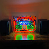 'boom Box' Large Glass Neon Sign