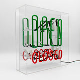 open / Closed Large Glass Neon Sign