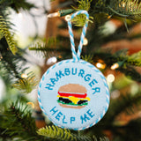 Hamburger Help Me Needlepoint Ornament