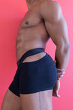 Louis Gabriel Nouchi BOXER WITH ASYMMETRICAL OPENING IN COTTON BLACK