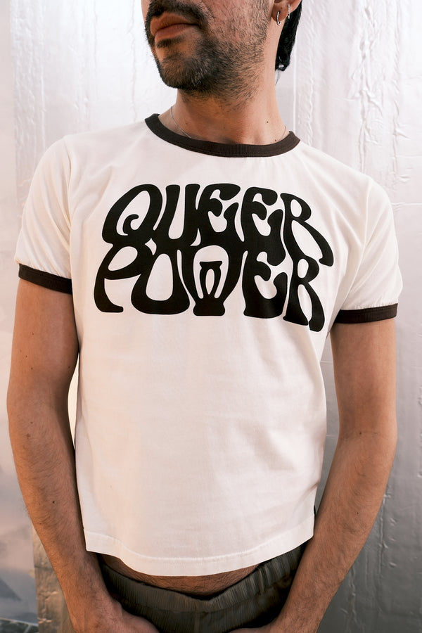 Queer Power T-Shirt in Brown / White by LUDOVIC DE SAINT SERNIN