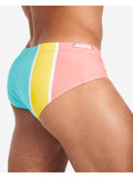 TEAMM8 Grid Square Cut Swim Brief - Bondi Stripes