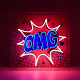 'omg' Large Glass Neon Box Sign