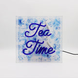 'tea Time' Glass Neon Sign - Blue