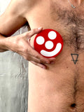 Red Smile Button by Walter Van Beirendonck