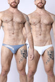 2-IN-1 MAUI SIDE TIE REVERSIBLE LOW RISE SWIM BRIEF - WHITE / METALLIC