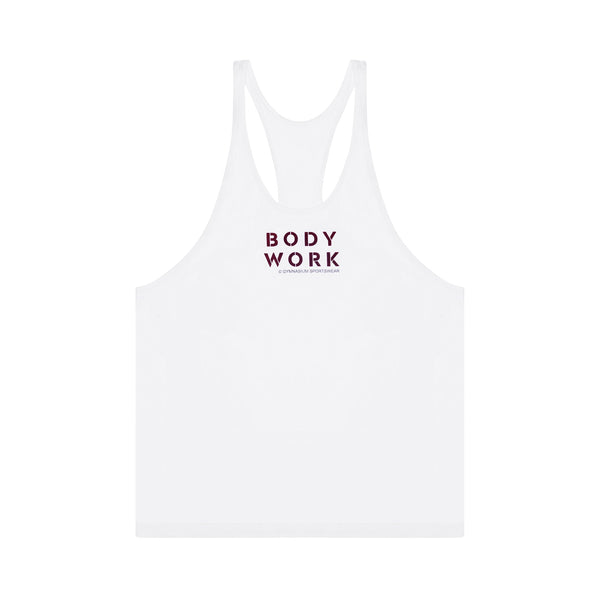GYMNASIUM THE BODY WORK STRINGER TANK WHITE WITH MAROON
