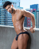 2-IN-1 MAUI SIDE TIE REVERSIBLE LOW RISE SWIM BRIEF - BLACK / METALLIC