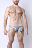 2-IN-1 MAUI SIDE TIE REVERSIBLE LOW RISE SWIM BRIEF - WHITE / METALLIC