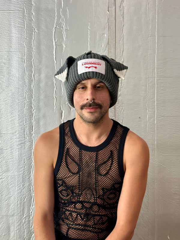 LOVERBOY BY CHARLES JEFFREY CHUNKY EARS BEANIE RACCOON