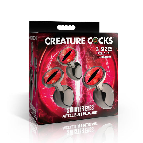 Sinister Eyes Red Eye Metal Butt Plug Set