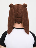 LOVERBOY BY CHARLES JEFFREY ALPACA CHUNKY RABBIT BEANIE in BROWN