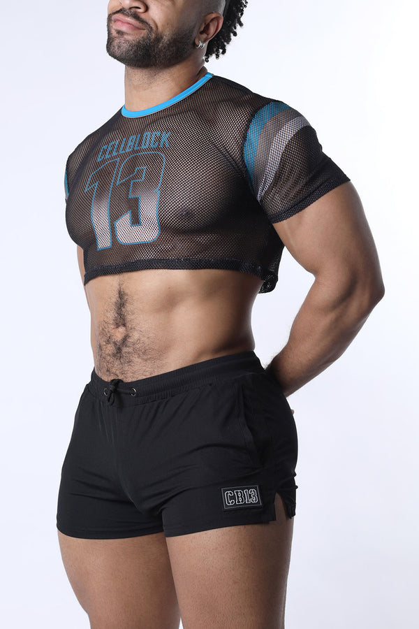 CELLBLOCK 13 Chain Reaction Mesh Crop Top - Blue