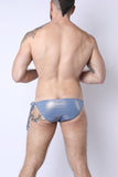 2-IN-1 MAUI SIDE TIE REVERSIBLE LOW RISE SWIM BRIEF - WHITE / METALLIC