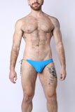 2-IN-1 MAUI SIDE TIE REVERSIBLE LOW RISE SWIM BRIEF - BLUE / ZIGZAG PRINT