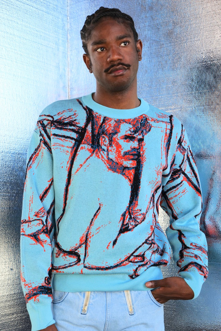 TOM OF FINLAND x WE ARE SPASTOR SWEATER BLUE