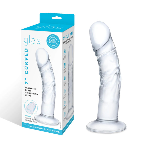 Gläs 7" Curved Realistic Glass Dildo With Veins