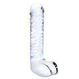 Gläs 8" Realistic Ribbed Glass Dildo with Balls