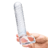 Gläs 8" Realistic Ribbed Glass Dildo with Balls