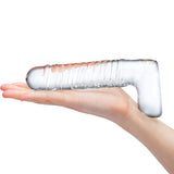 Gläs 8" Realistic Ribbed Glass Dildo with Balls