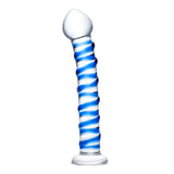 Gläs 7.5" Blue Spiral Glass Dildo