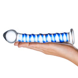 Gläs 7.5" Blue Spiral Glass Dildo