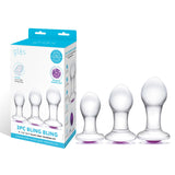 Gläs 3PC Bling Bling 3", 3.5", 4" Glass Anal Training Kit