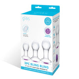 Gläs 3PC Bling Bling 3", 3.5", 4" Glass Anal Training Kit