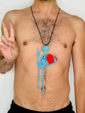 Walter Van Beirendonck Peace Alien Necklace in Blue