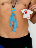 Walter Van Beirendonck Alien Friend + T Necklace in Blue