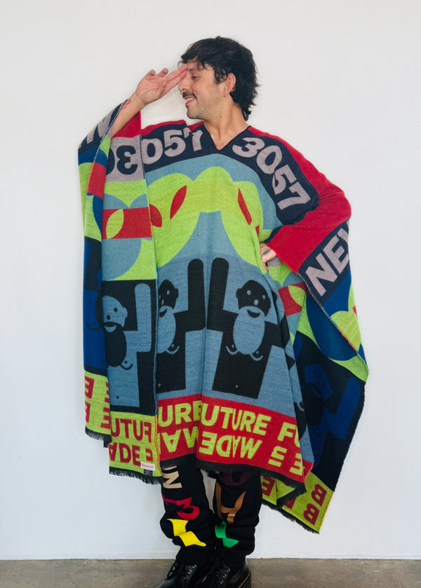 Walter Van Beirendonck Beep Beep Poncho - flame scarlet