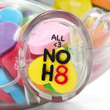 KIDROBOT X NOH8 "ALL <3 NOH8" 8” RAINBOW CLEAR SHELL DUNNY FILLED WITH HEARTS