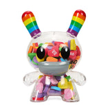 KIDROBOT X NOH8 "ALL <3 NOH8" 8” RAINBOW CLEAR SHELL DUNNY FILLED WITH HEARTS