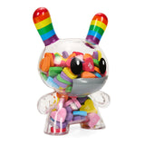 KIDROBOT X NOH8 "ALL <3 NOH8" 8” RAINBOW CLEAR SHELL DUNNY FILLED WITH HEARTS