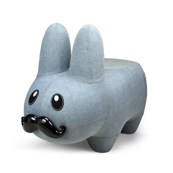 Kidrobot Art Giant Denim Happy Stache' Labbit Stool