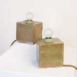 MLaed Cube Lamp Olive Stone Set of two