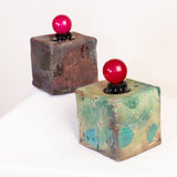 MLaed Cube Lamp Raku Coper Set of two