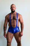 Alfons Dovana Royal Blue Shiny Jock Singlet w. Yellow Stripes